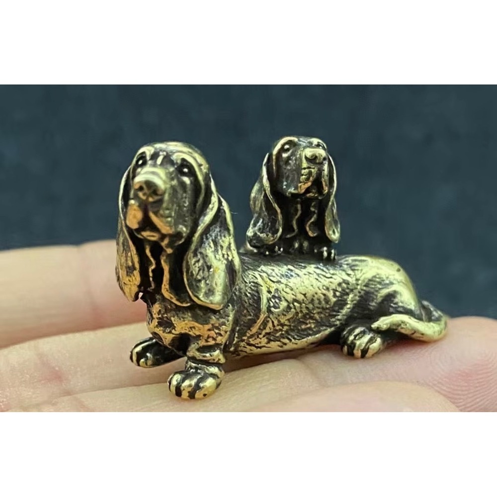 Brass Basset Hound Dog Puppy Figurine Gold Brass NWT